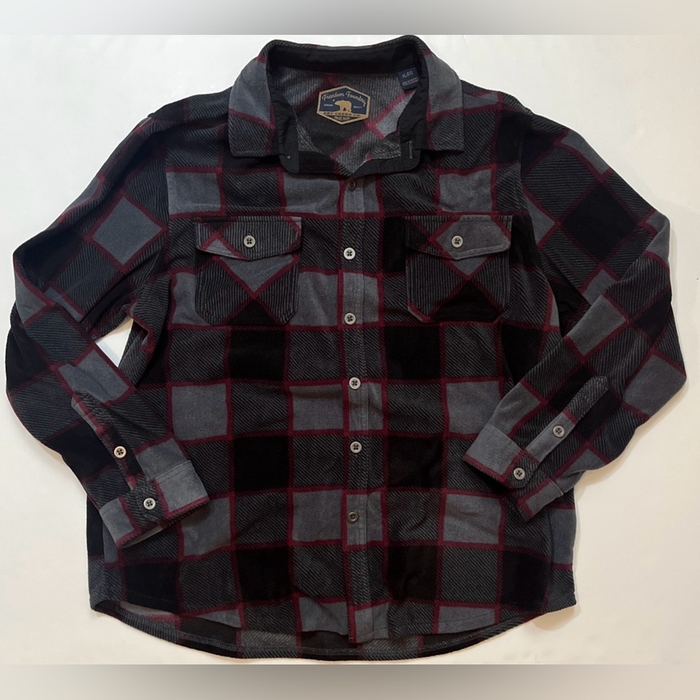 Freedom Foundry XL Grey Plaid Midweight Fleece Shirt